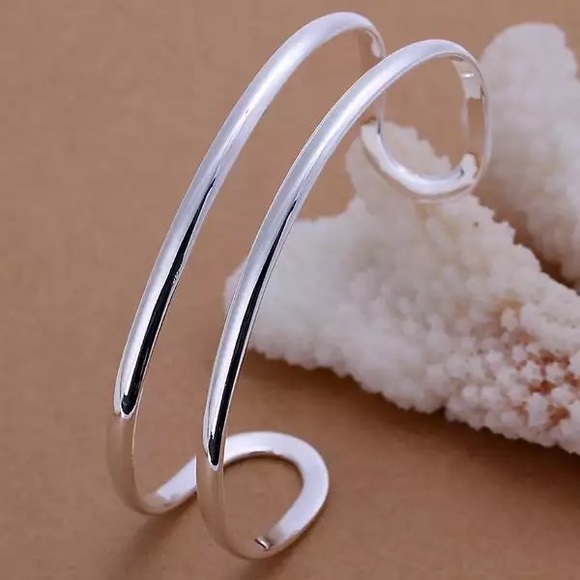 UNISEX DOUBLE LINE BANGLE 925 STERLING SILVER - Picture 7 of 8